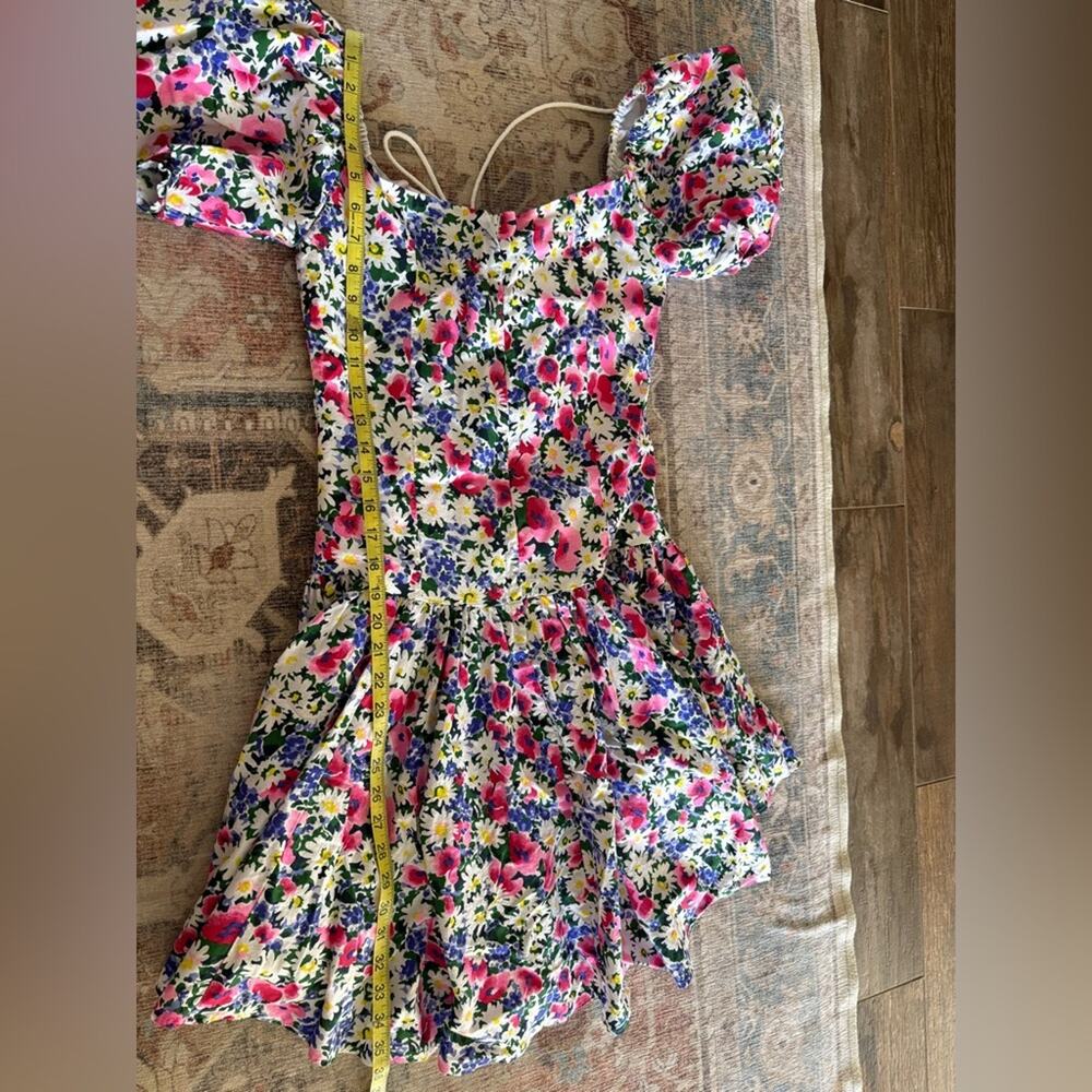 Vintage Puff Off The Shoulder Cotton Floral Dress Small Bloomcore Boho - Picture 12 of 13